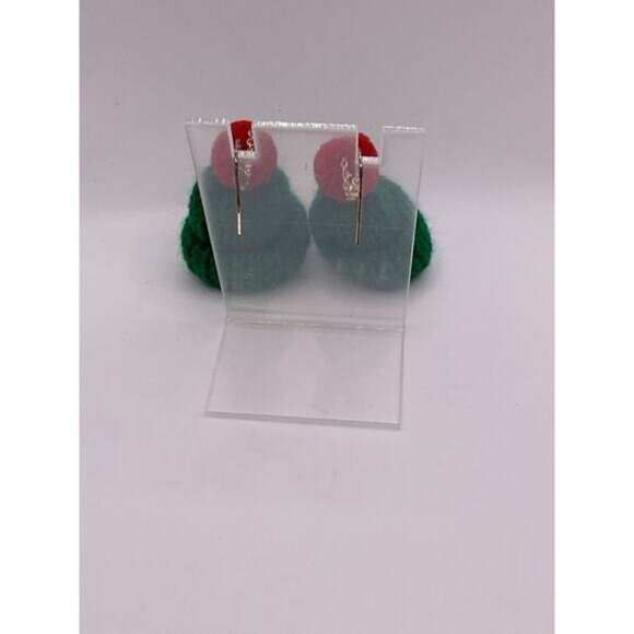 Knitted Christmas Hat Earrings With Festive Pom-Pom Design - Picture 2 of 2